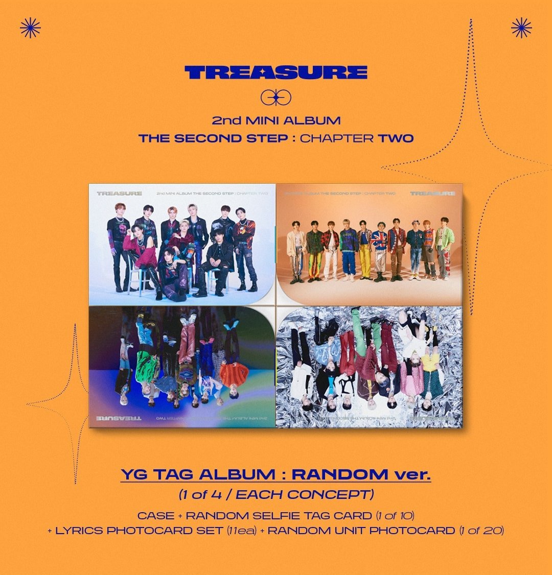 TREASURE 2nd Mini Album [THE SECOND STEP : CHAPTER TWO] YG TAG Album (Random) - Night Apple Kpop